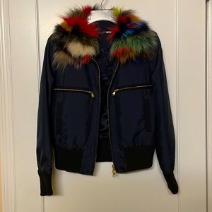 Harvey Faircloth - multi-color fur collar bomber jacket - XS